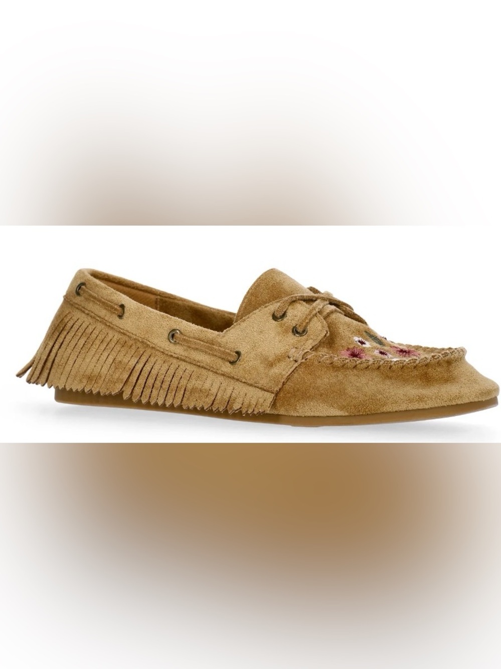 Weekend Academy Girls Embroidered Floral Moccasin Shoes